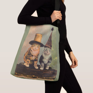 circa 1900 cats in hats RPPC Crossbody Bag