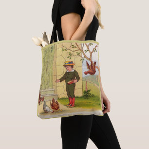 circa 1900 Feeding the Chickens print Tote Bag