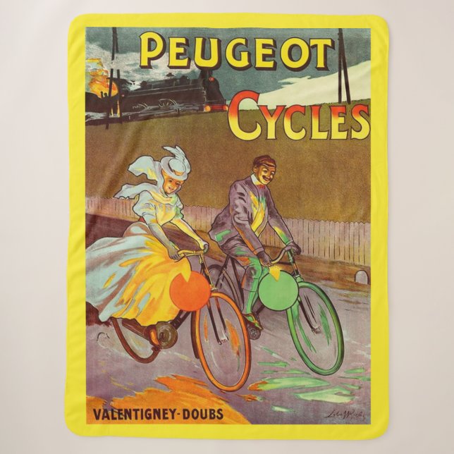 circa 1900 Peugeot bicycles ad Sherpa Blanket (Front)
