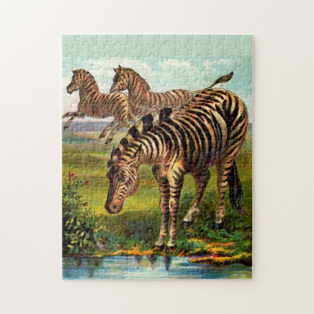 circa 1900 zebras print jigsaw puzzle (Vertical)