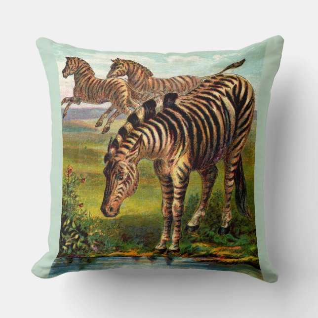 circa 1900 zebras print throw pillow (Front)