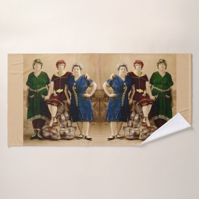 circa 1910 Atlantic City bathing beauties print Bath Towel Set (Bath Towel)
