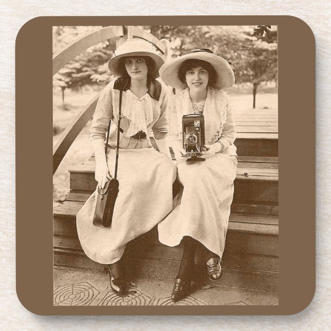 circa 1910 camera girls coaster (Front)