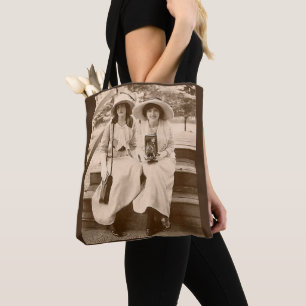 circa 1910 camera girls print tote bag
