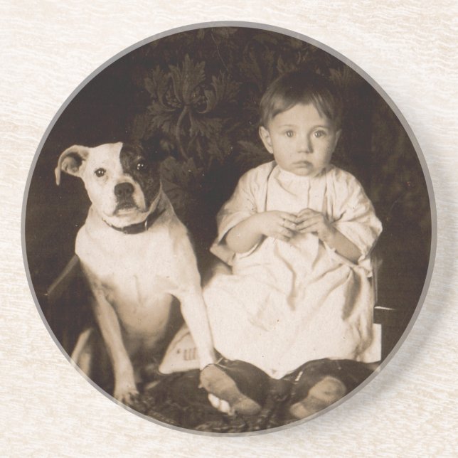 circa 1910 pitbull and baby coaster (Front)