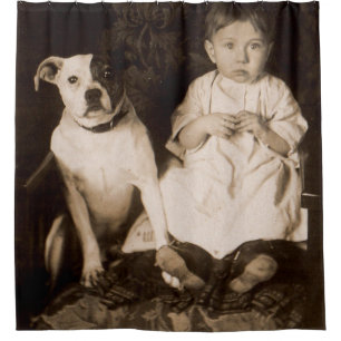 circa 1910 pitbull and baby RPPC