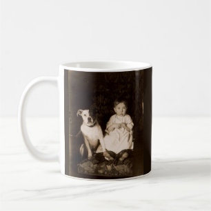 circa 1910 pitbull and baby RPPC Coffee Mug