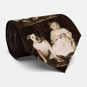 circa 1910 pitbull and baby RPPC print  Tie