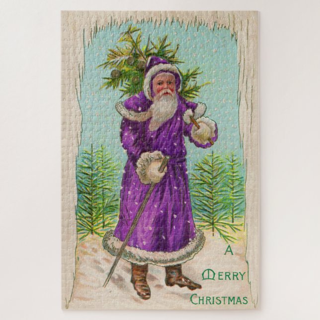 circa 1910 Santa Claus in purple robe Jigsaw Puzzle (Vertical)