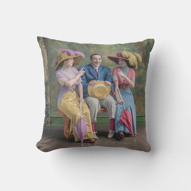 circa 1910 vaudeville performers print throw pillow (Front)