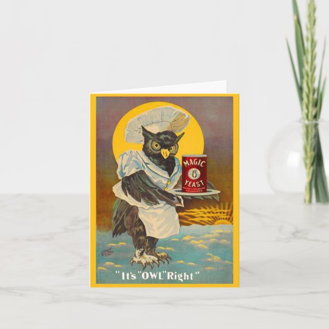 circa 1912 Magic Yeast owl ad print Note Card (Front)