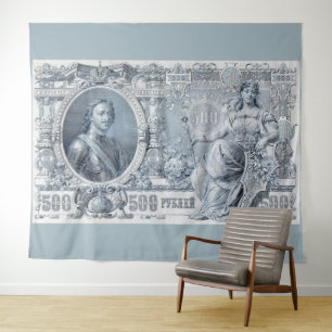 circa 1912 Tsarist Russia 500 ruble bill print Tapestry
