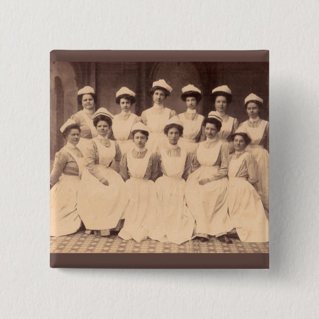 circa 1914 nursing school graduates 2 inch square button (Front)