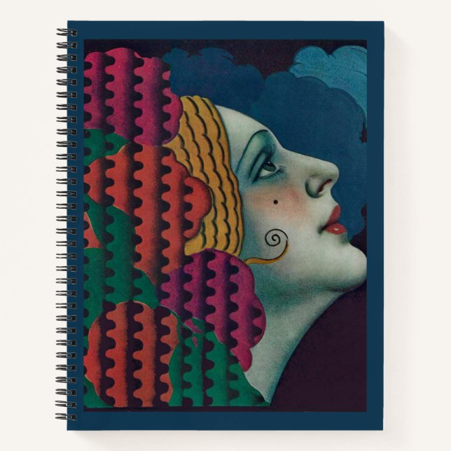 circa 1930 art deco woman print notebook (Front)