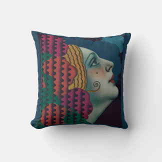 circa 1930 art deco woman print throw pillow