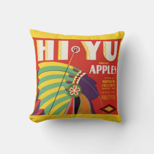 circa 1930 Hi Yu Apples crate label print Throw Pillow