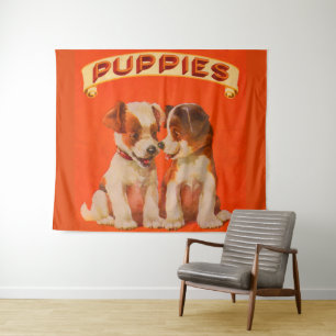 circa 1934 PUPPIES print Tapestry