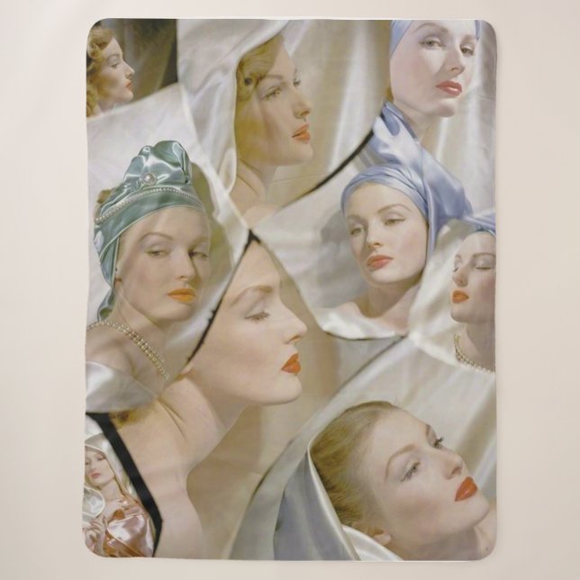 circa 1940 beautiful women print sherpa blanket (Front)