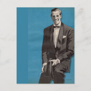 circa 1950 handsome man wearing tuxedo postcard