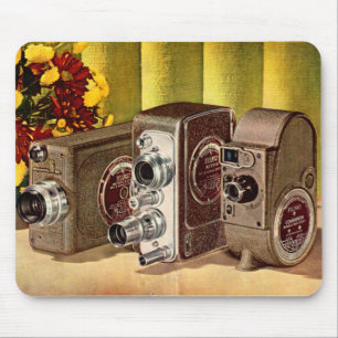 circa 1950 home movie cameras ad mouse pad