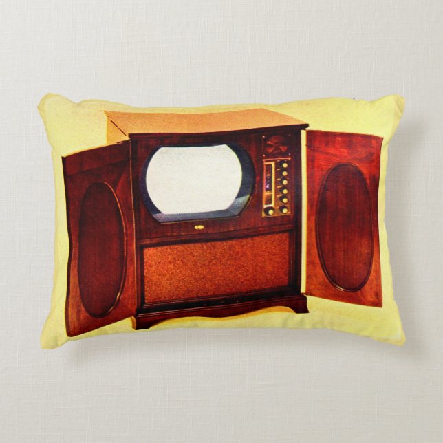 circa 1950 television set no. 1 decorative pillow (Front)