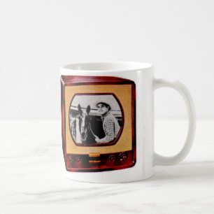 circa 1951 portable television set cowboy show coffee mug