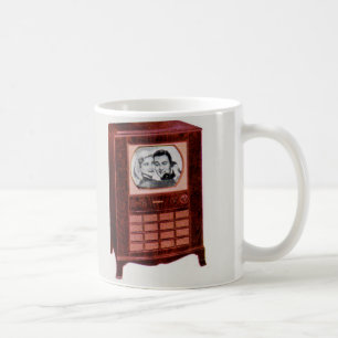 circa 1951 television set man and woman coffee mug