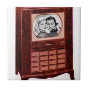 circa 1951 television set man and woman tile