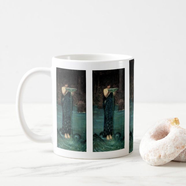 Circe Invidiosa by John William Waterhouse Coffee Mug (With Donut)