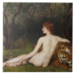 Circe (Magical Goddess and Cats) (by John Collier) Tile