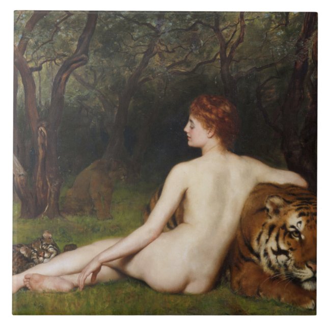 Circe (Magical Goddess and Cats) (by John Collier) Tile (Front)