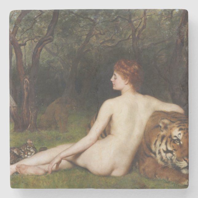 Circe (Magical Sensual Goddess) (by John Collier) Stone Coaster (Front)