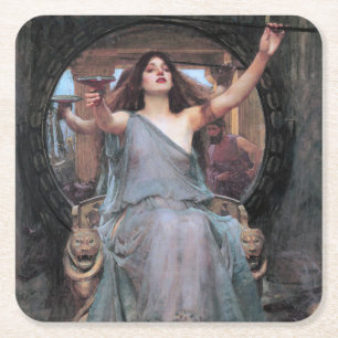 Circe Offering the Cup to Odysseus, Waterhouse Square Paper Coaster