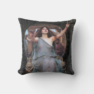 Circe Offering the Cup to Odysseus, Waterhouse Throw Pillow