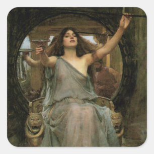 Circe Offering the Cup to Ulysses by JW Waterhouse Square Sticker