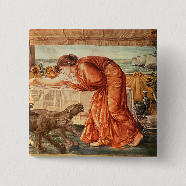 Circe Pouring Poison into a Vase 2 Inch Square Button (Front)