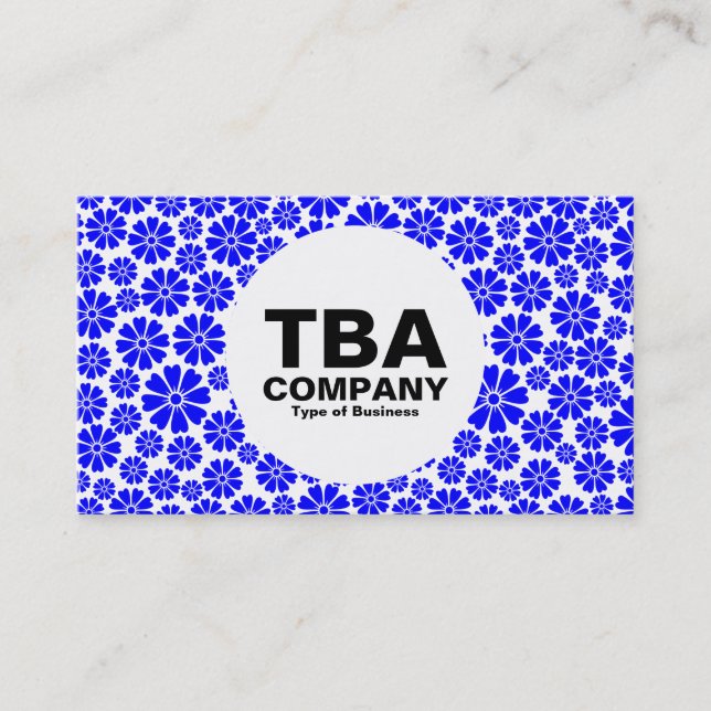 Circle - 8 Petals - Blue on White Business Card (Front)