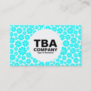Circle - 8 Petals - Cyan on White Business Card