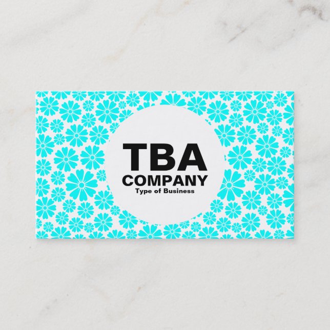 Circle - 8 Petals - Cyan on White Business Card (Front)