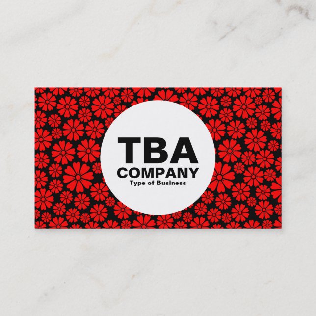 Circle - 8 Petals - Red on Black Business Card (Front)