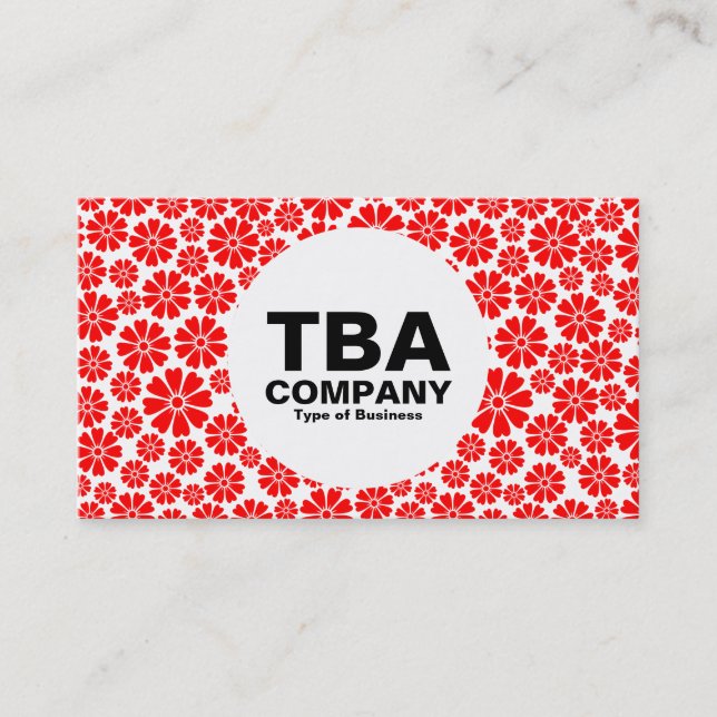 Circle - 8 Petals - Red on White Business Card (Front)