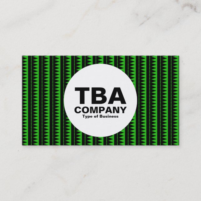 Circle - Aztec Pattern - Black on Green: 21bd11 Business Card (Front)