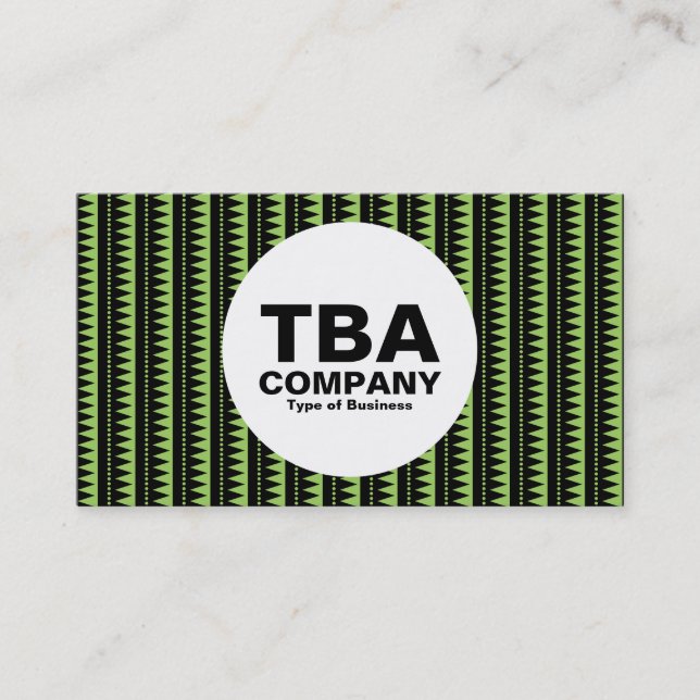 Circle - Aztec Pattern - Black on Green: #9ccd5f Business Card (Front)