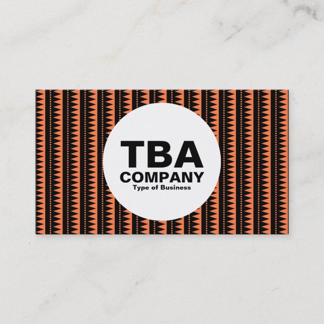 Circle - Aztec Pattern - Black on Orange: ff7f49 Business Card (Front)