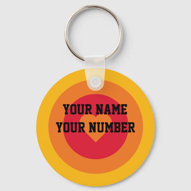 Circle Ball Keychain ID Tag YOUR NAME & Number (Front)