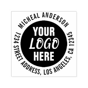Circle Business Logo or Image Address Round Custom Self-inking Stamp