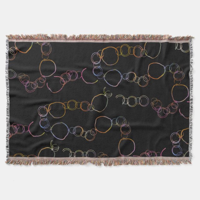 Circle Chain Rainbow Throw Blanket (Front)