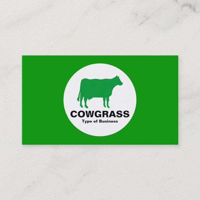 Circle - Cow - Grass Green Business Card (Front)