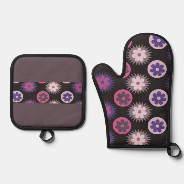 Circle design oven mitt & pot holder set (Front)