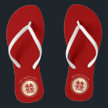 Circle Double Happiness Chinese Wedding Flip Flops<br><div class="desc">Designed by fat*fa*tin. Easy to customize with your own text,  photo or image. For custom requests,  please contact fat*fa*tin directly. Custom charges apply.

www.zazzle.com/fat_fa_tin
www.zazzle.com/color_therapy
www.zazzle.com/fatfatin_blue_knot
www.zazzle.com/fatfatin_red_knot
www.zazzle.com/fatfatin_mini_me
www.zazzle.com/fatfatin_box
www.zazzle.com/fatfatin_design
www.zazzle.com/fatfatin_ink</div>